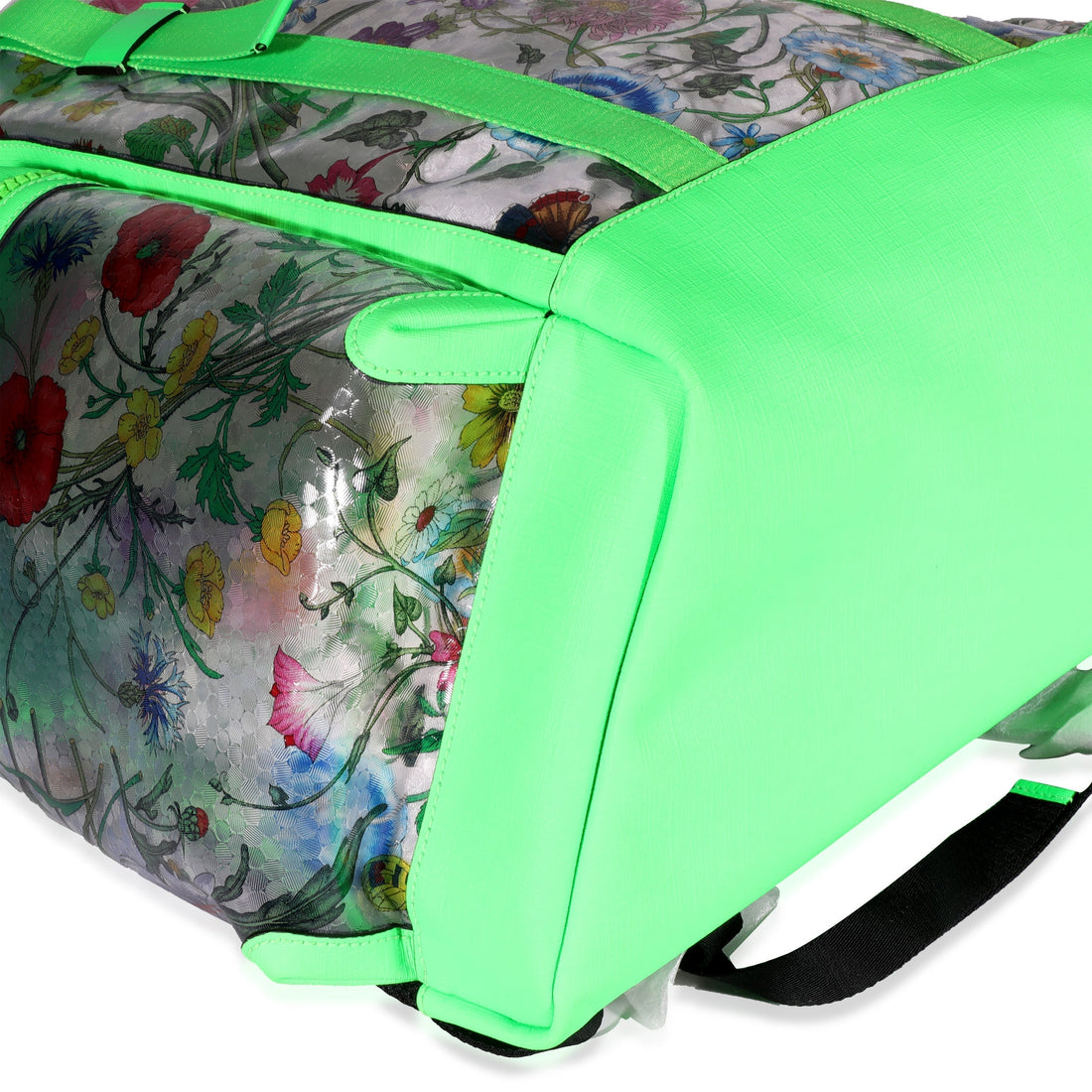 GCI Neon Green Leather & Flora PVC Backpack