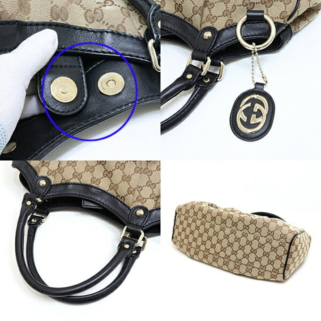 GCI Sookie GG Canvas Tote Bag 211944 Handbag Beige