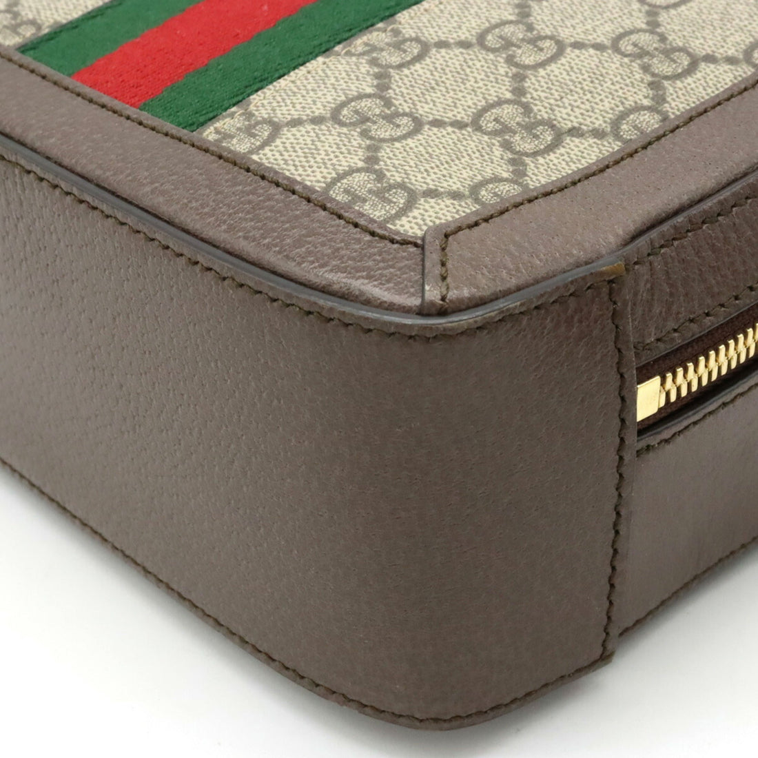 GCI Ophidia GG Supreme Sherry Line Shoulder Bag Handbag PVC Leather Beige Brown 602576