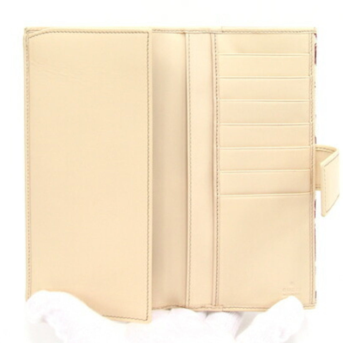 GCI W long wallet 112715 Purple White Canvas Leather Flower Ladies