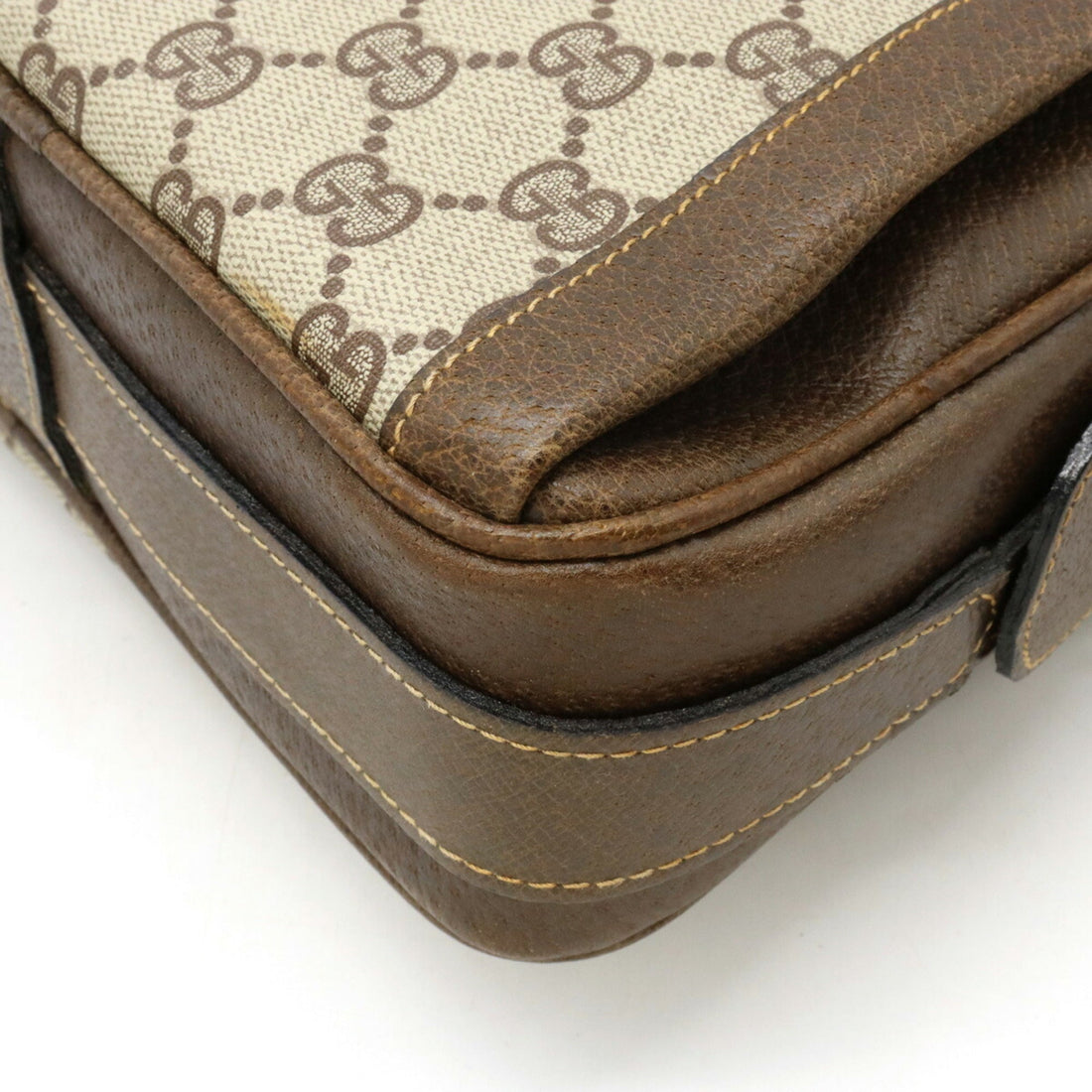 GCI Old GG Plus Shoulder Bag Pochette PVC Beige Dark Brown