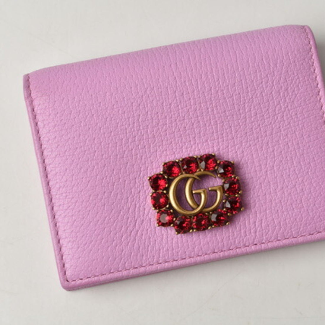 GCI Mini Wallet/Coin Case GCI Folding Wallet 499783 GG Marmont Rhinestone Rose Pink