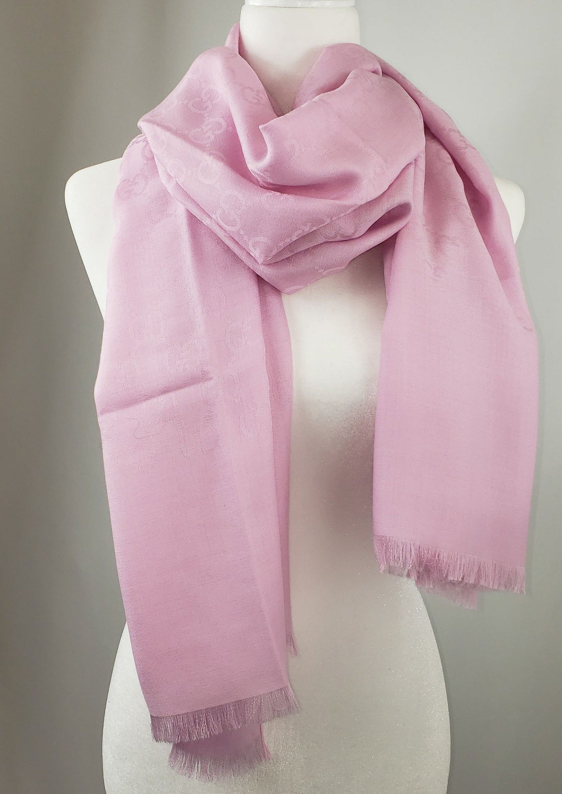 GCI Monogram GG Long Scarf in Rose Pink