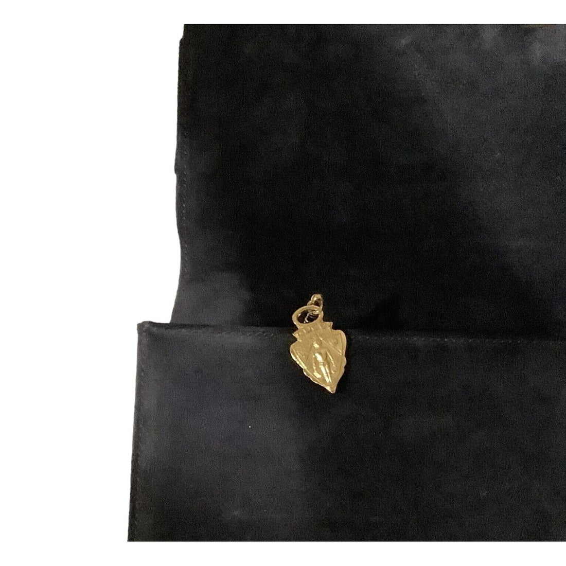 GCI navy suede clutch w a round buckle accent