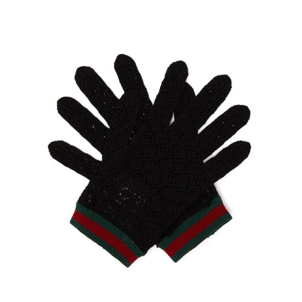 GCI Web Stripe Crochet Gloves in Black