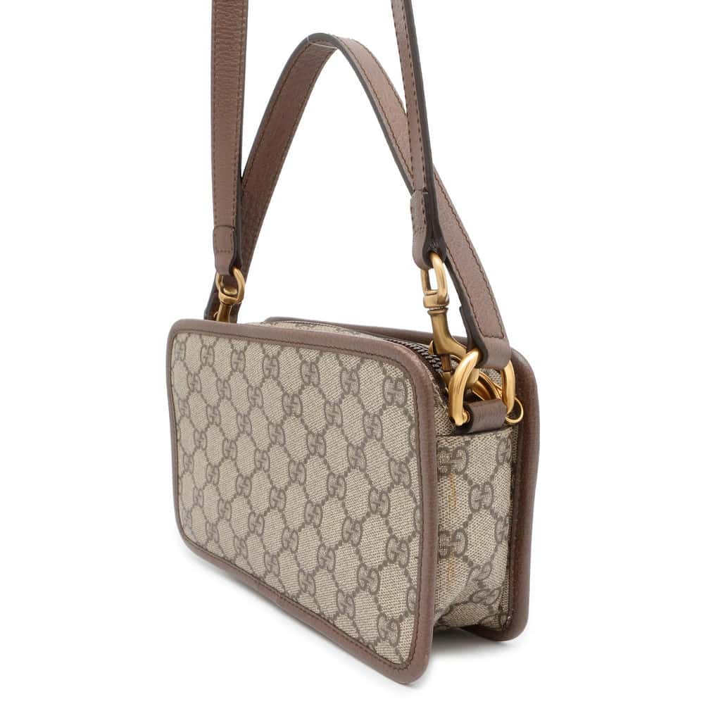 GCI Ophidi GG Supreme 2WAY Shoulder Bag Brown 598130 PVC Leather Size Small