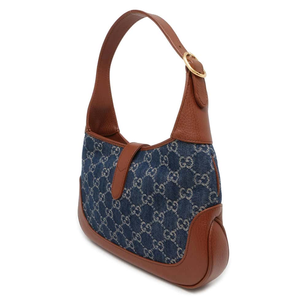 GCI New Jackie Handbag Blue/Brown 636706 Denim Leather