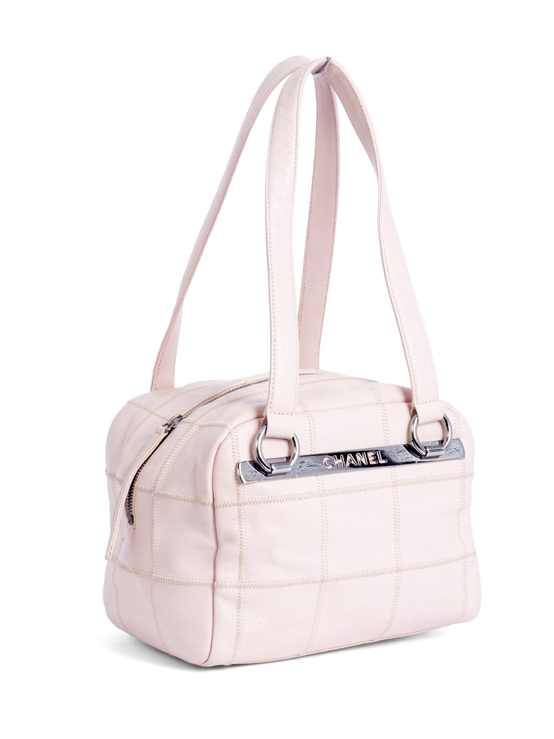 CHL CC Logo Soft Quilted Leather Duffle Shoulder Bag Pink