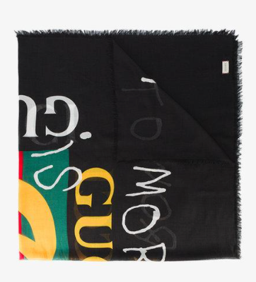 GCI Modal Silk Coco Capitan Logo Shawl in Black