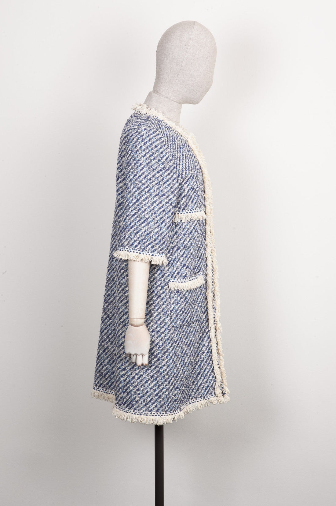 LOV Coat Tweed Blue and White