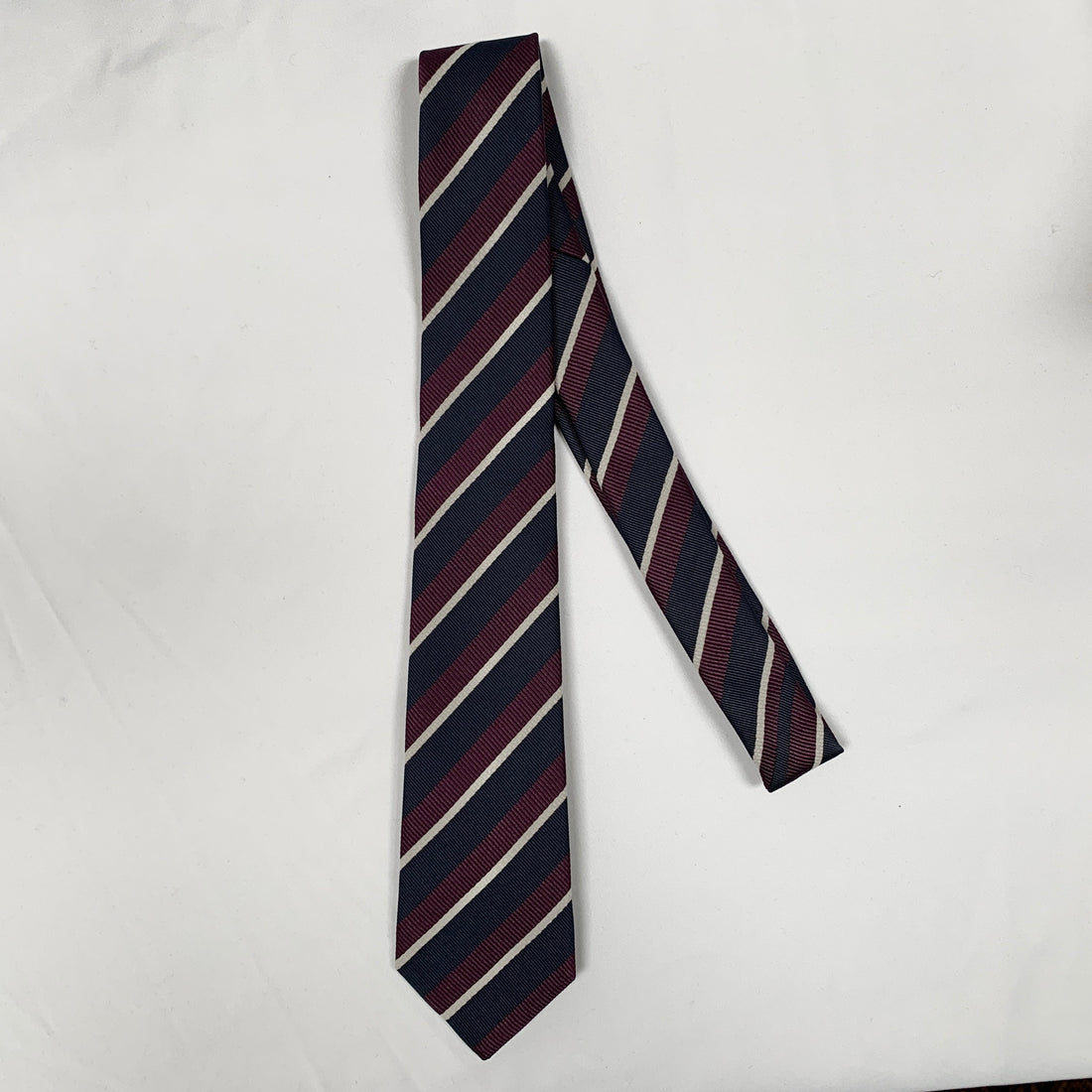 GCI Striped Pimentone Neck Tie in Midnight Blue and Purple