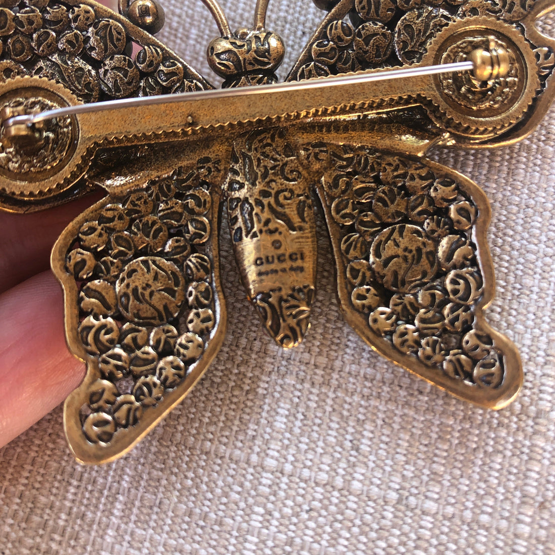 GCI Multicolor Crystal Studded Butterfly Brooch in Gold