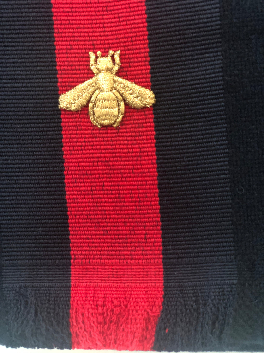 GCI Navy Blue Wool Cashmere Silk Long Scarf with BRB Web and Bee