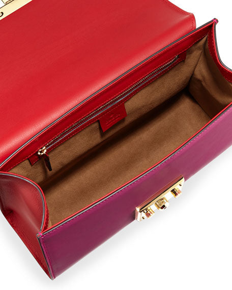 GCI Padlock Leather Shoulder Bag in Bitone Pink