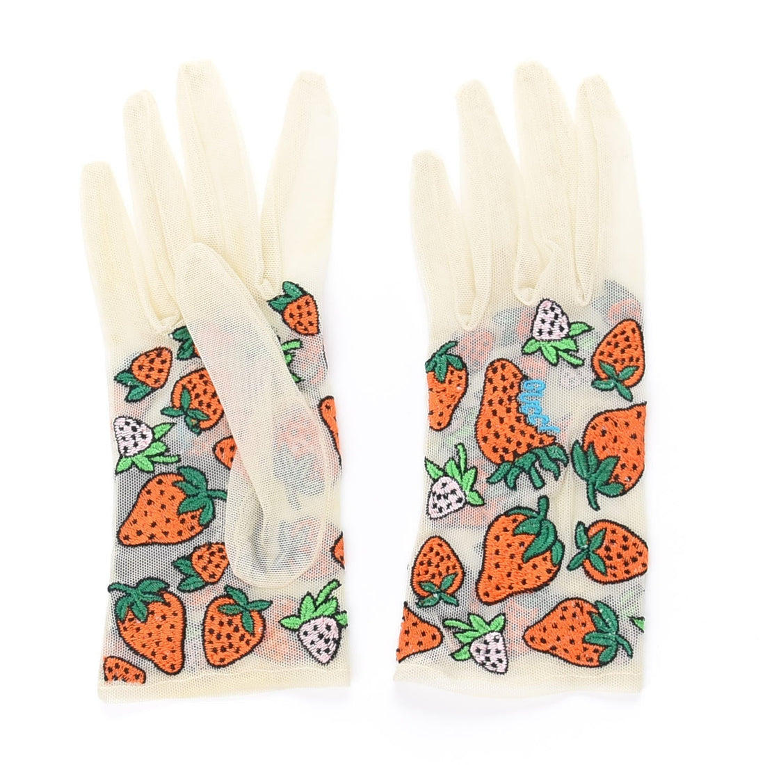 GCI Tulle Strawberry Embroidered Gloves in White