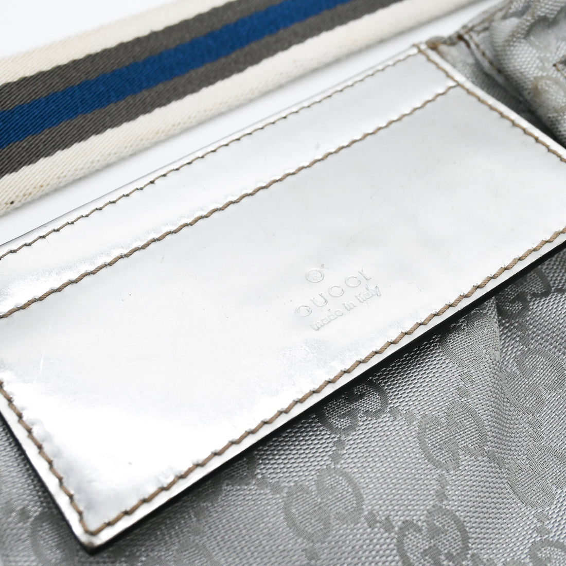 GCI Monogram Web Belt Bag in Silver