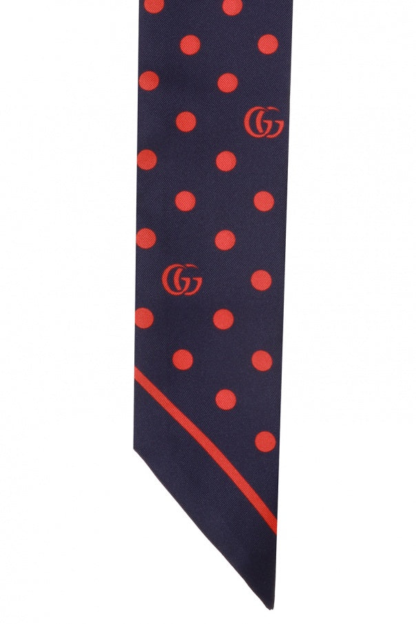 GCI Navy Neck Bow with Red Polka Dots and Interlocking GG