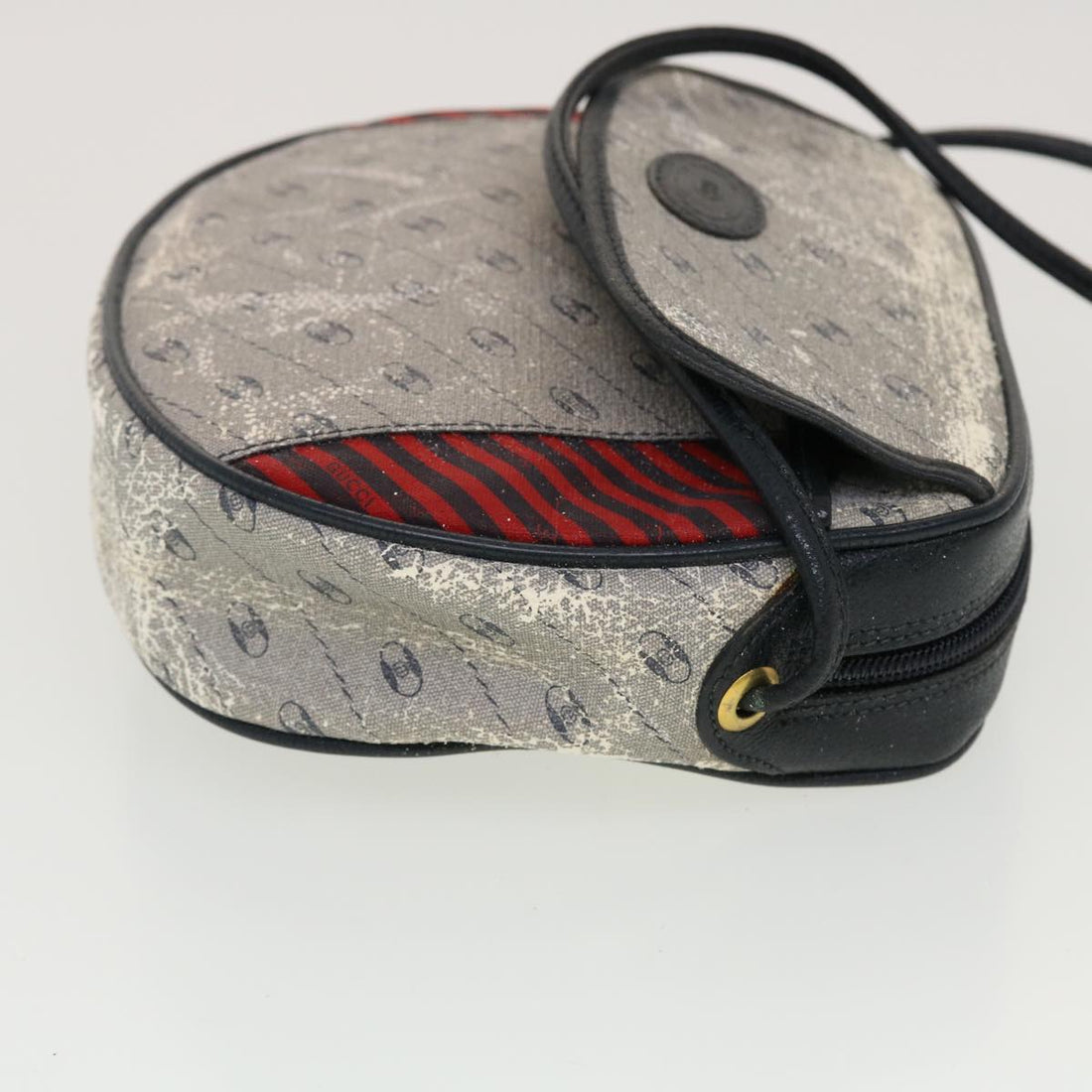 GCI Shoulder Bag PVC Leather Navy Gray Red  ti1146